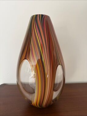 Gorgeous Missoni for Target Multicolor Striped Art Glass Vase